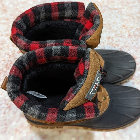 Storm by Cougar Claudia Duck Boot Thermolite Waterproof Suede Cognac Plaid Sz 8 - Picture 6 of 13